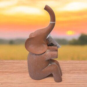 New Tan Navajo Sitting Elephants Bookend Office home Room Decor